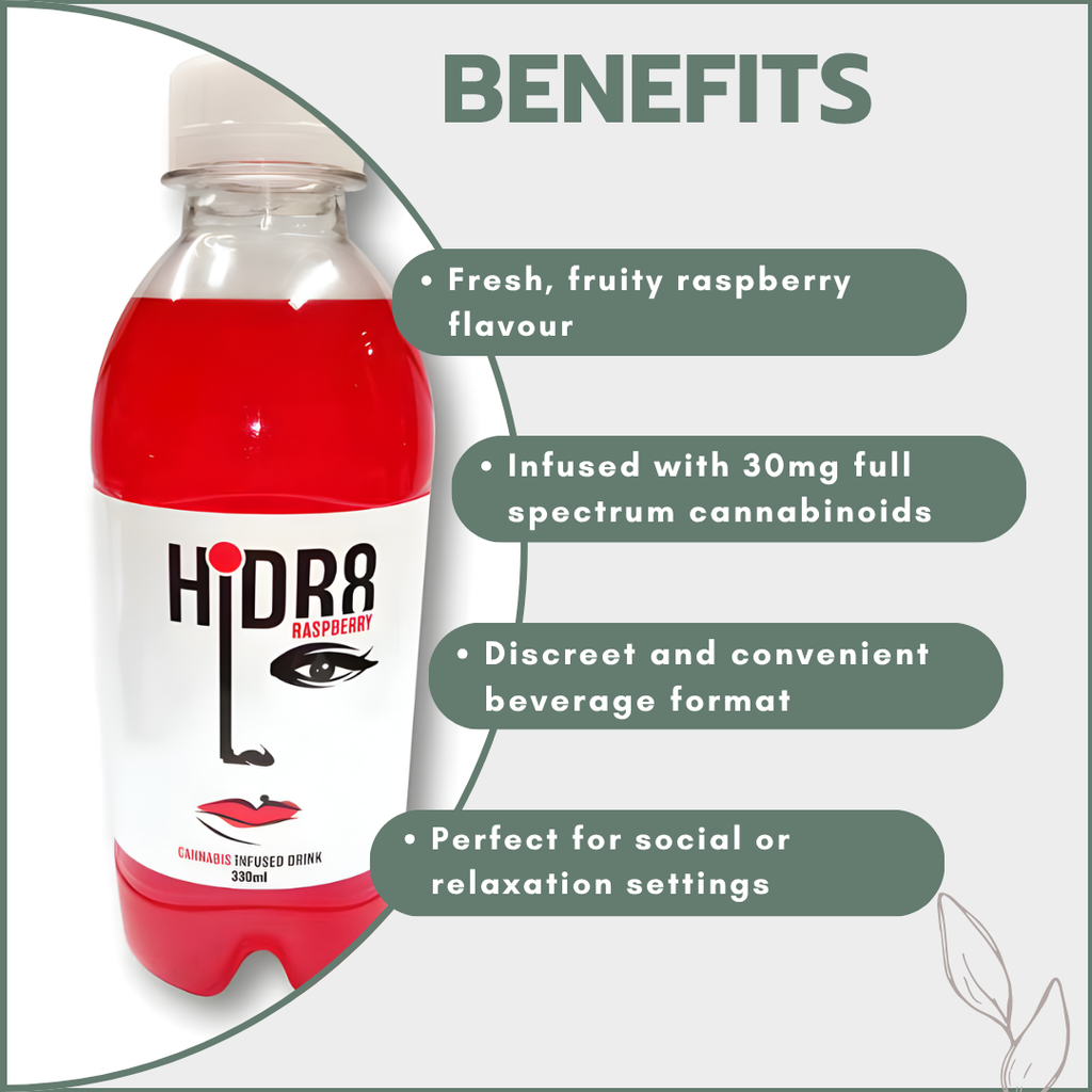 HiDR8 Cannabis Infused Drink 30mg - Raspberry (330ml)