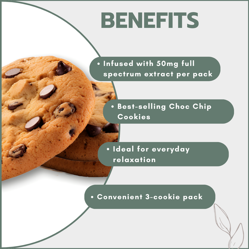 Choc Chip Cookies 3's - 50mg Full Spectrum (20 Packs)