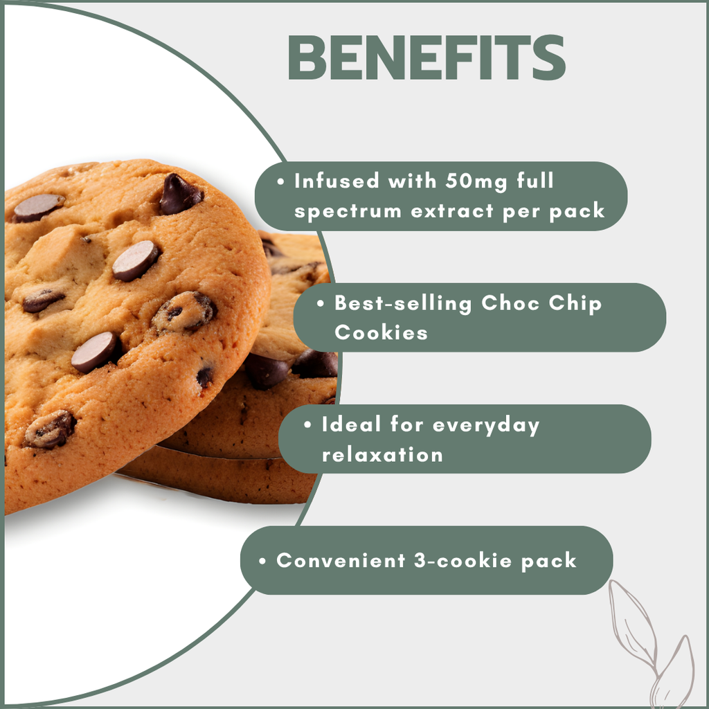 Choc Chip Cookies 3's - 50mg Full Spectrum (20 Packs)