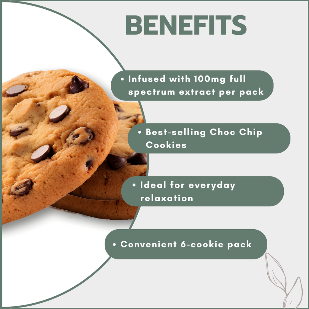 Choc Chip Cookies 6's - 100mg Full Spectrum (10 Packs)