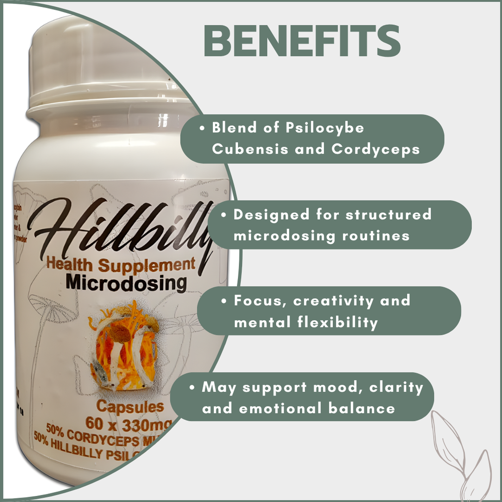 Hillbilly Microstack Psilocybin Microdosing Capsules (Hillbillys + Cordyceps) 330mg
