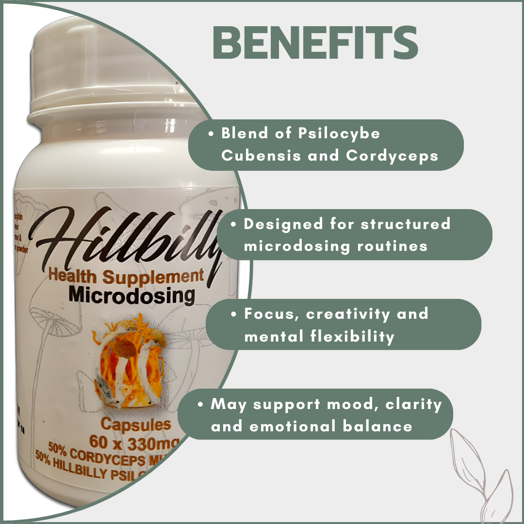 Hillbilly Microstack Psilocybin Microdosing Capsules (Hillbillys + Cordyceps) 330mg