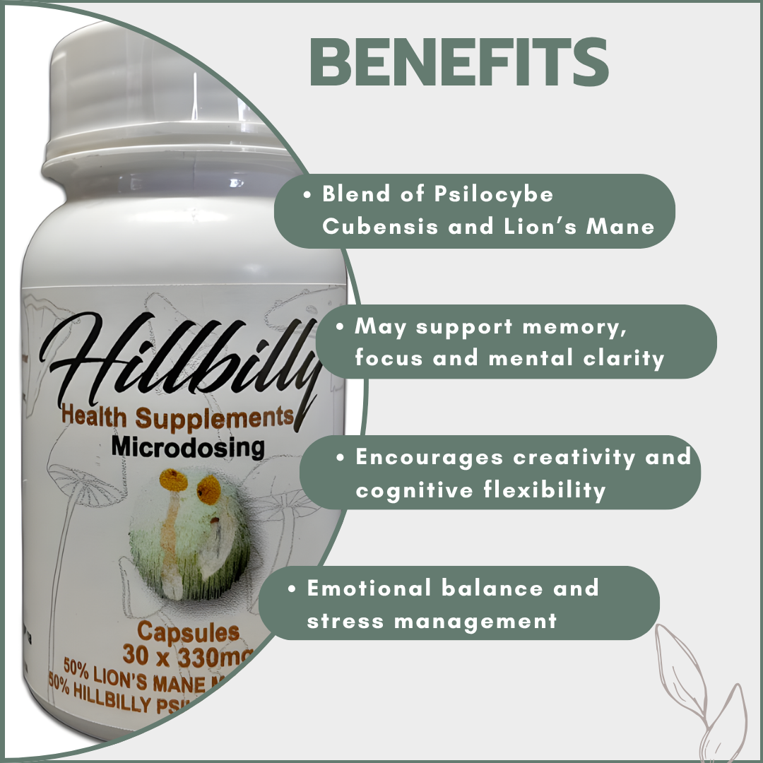 Hillbilly Microstack Psilocybin Microdosing Capsules (Hillbillys + Lion's Mane) 330mg