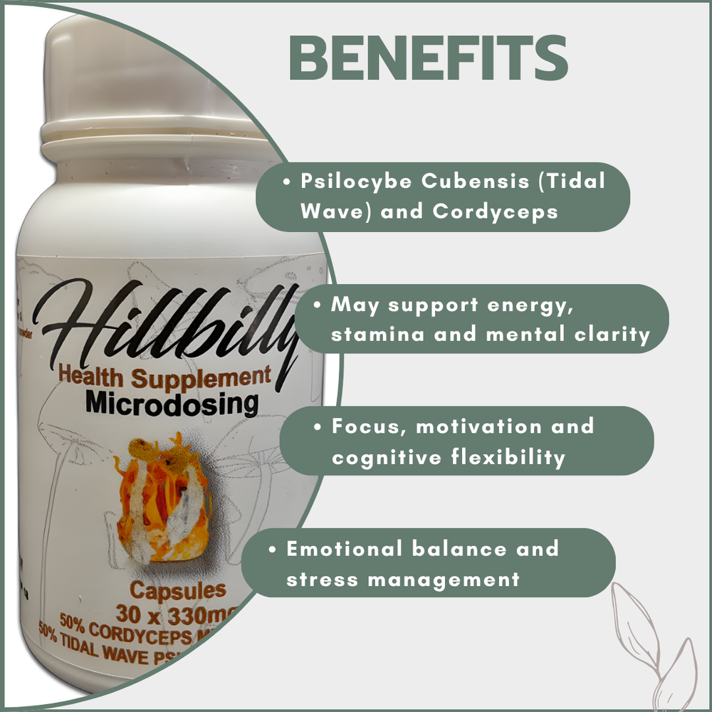 Hillbilly Microstack Psilocybin Microdosing Capsules (Tidal Wave + Cordyceps) 330mg