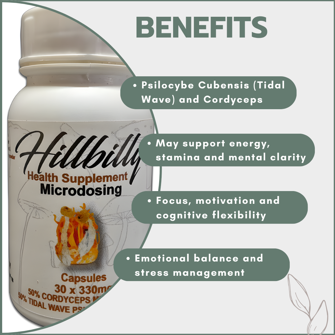 Hillbilly Microstack Psilocybin Microdosing Capsules (Tidal Wave + Cordyceps) 330mg