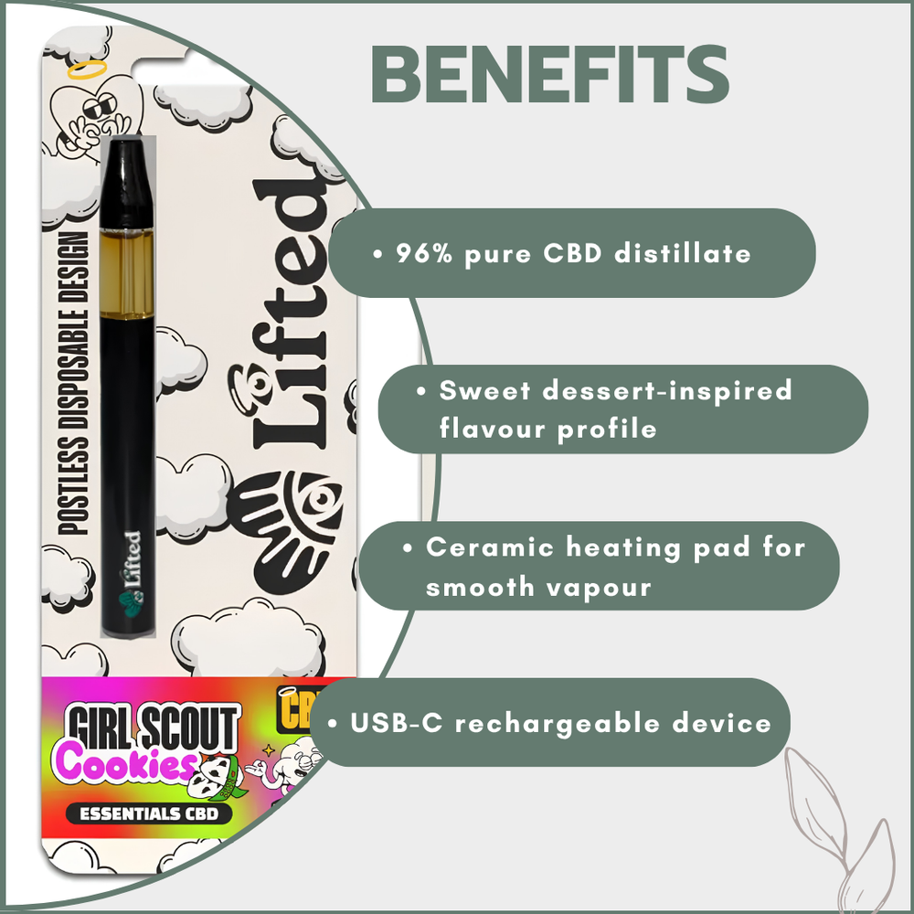 CBD Distillate Disposable Vapes 1ml - Girl Scout Cookies (Indica)