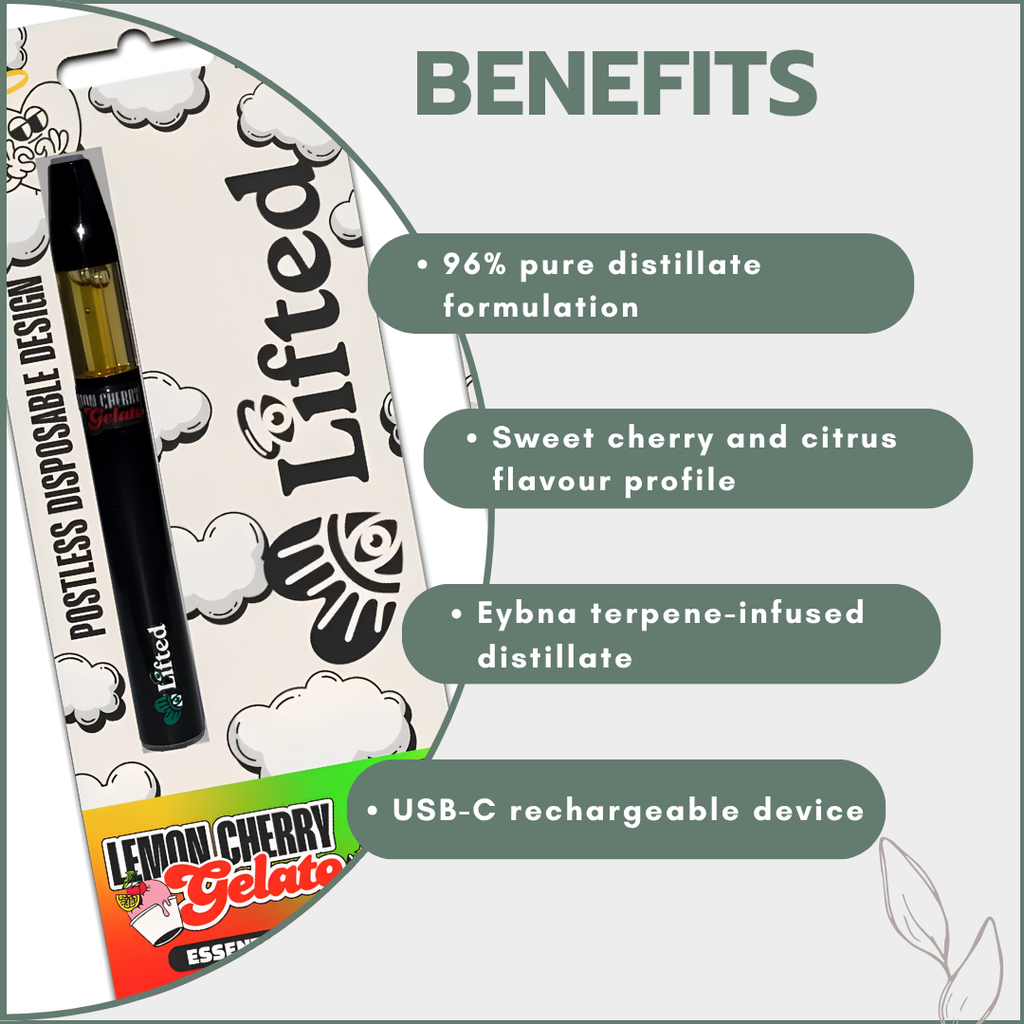 Distillate Disposable Vapes 1ml - Lemon Cherry Gelato (Hybrid)