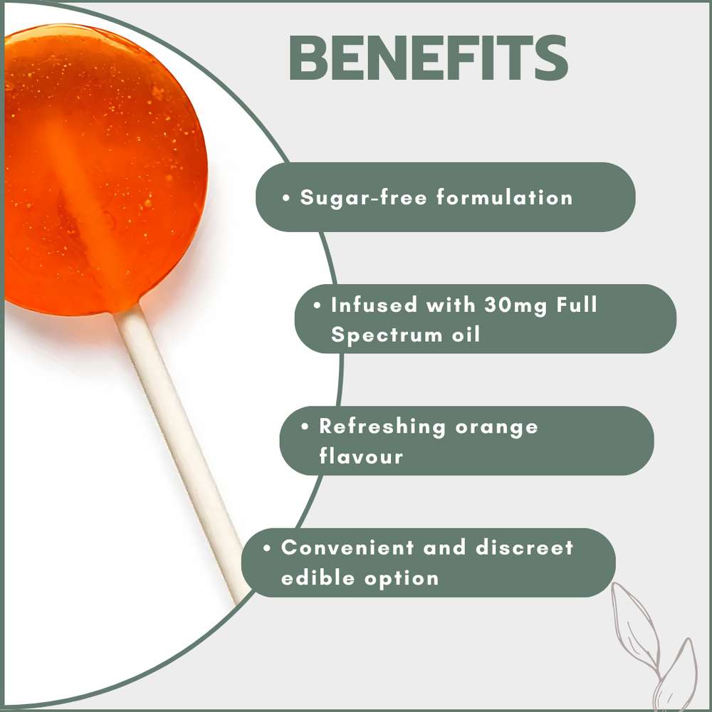 Sugar Free Fruity Lollipops - Orange - Full Spectrum 30mg (Sativa)