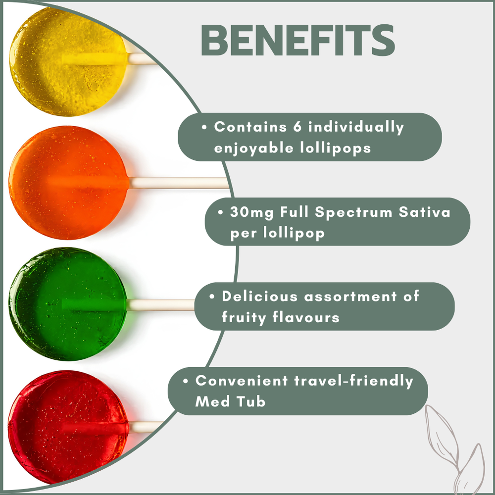 Fruity Lollipops On-The-Go - Full Spectrum Sativa 180mg (6x30mg) - Med Tub