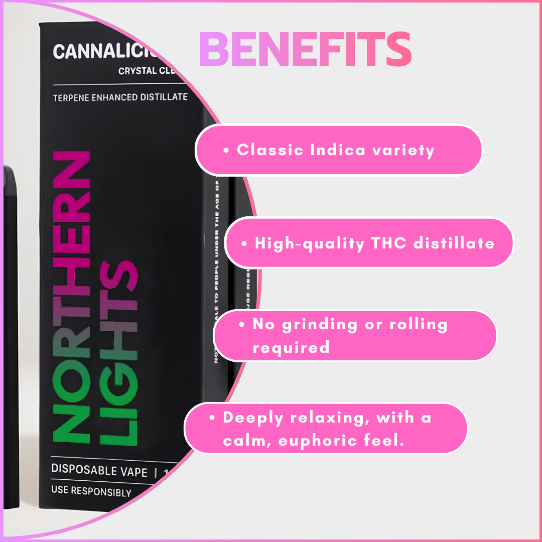 Distillate Cannabis Disposable Vape 1ml - Northern Lights (Indica)