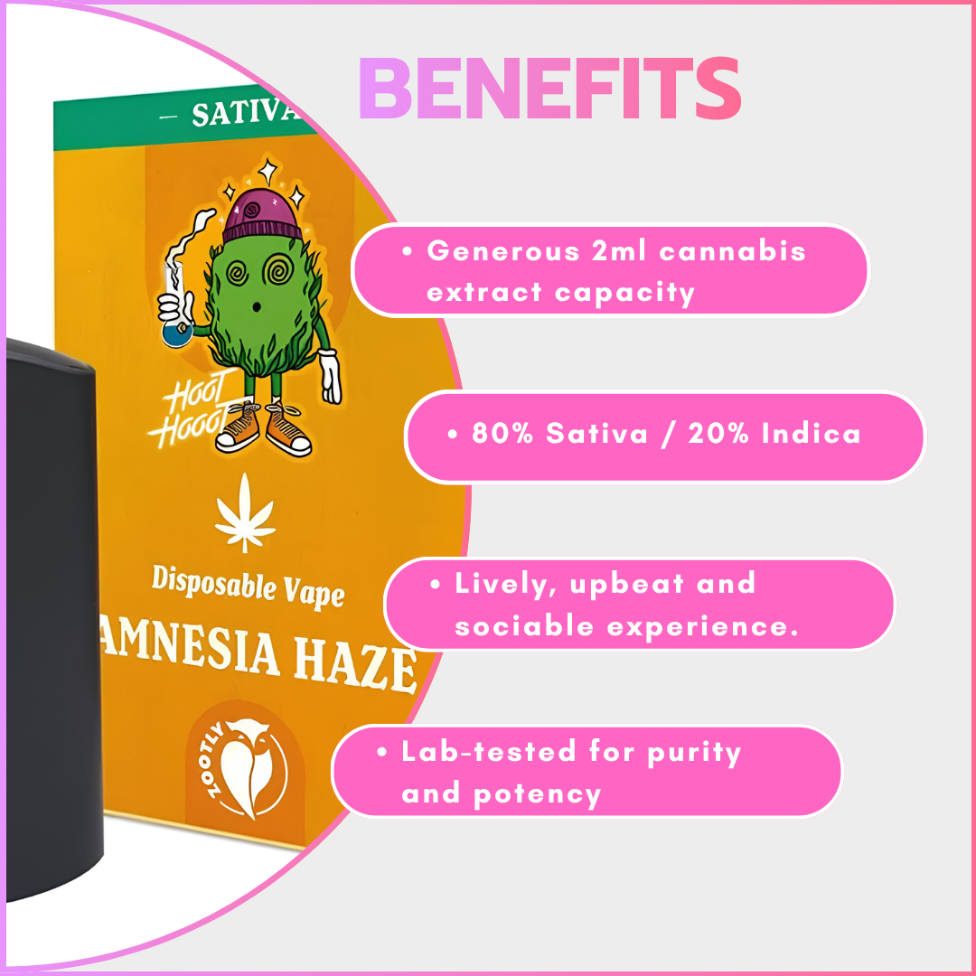 Cannabis Extract Disposable Vapes 2ml - Amnesia Haze (Sativa)