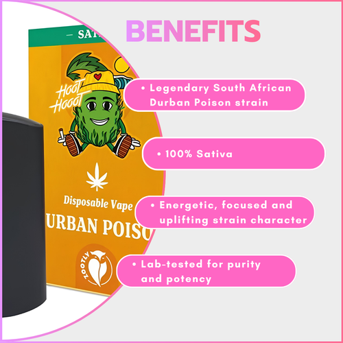 Cannabis Extract Disposable Vapes 2ml - Durban Poison (Sativa)