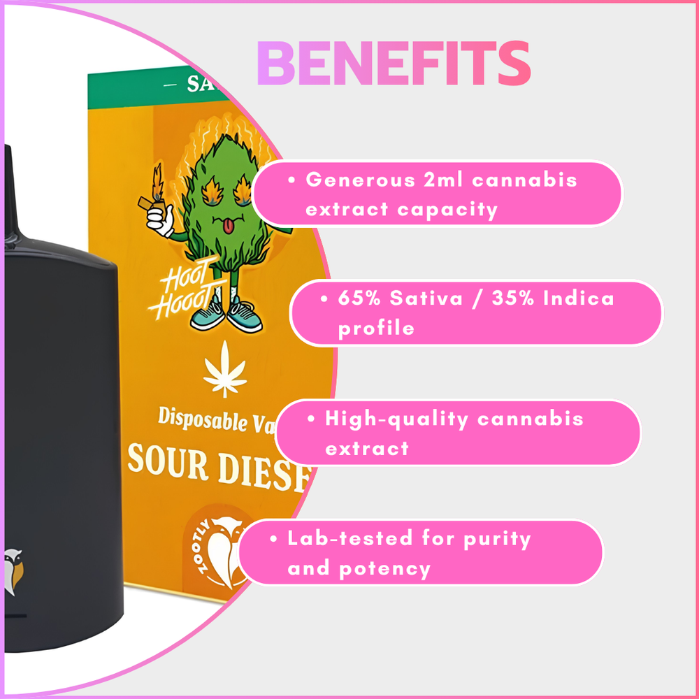 Cannabis Extract Disposable Vapes 2ml - Sour Diesel (Sativa)