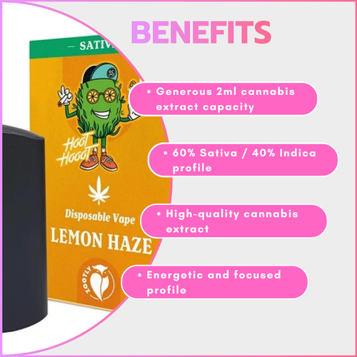Cannabis Extract Disposable Vapes 2ml - Lemon Haze (Sativa)