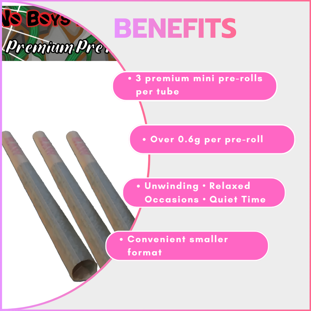 No Boys Allowed Premium Pre-Rolls - Mini's - Greendoor - Glam Grape (Indica) 3's