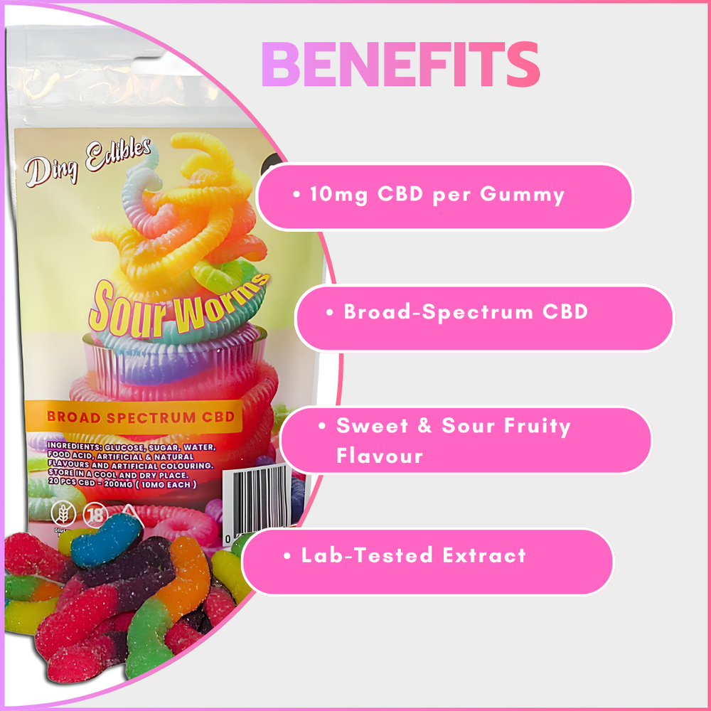 CBD Gummies - Sour Worms 200mg (20x10mg)