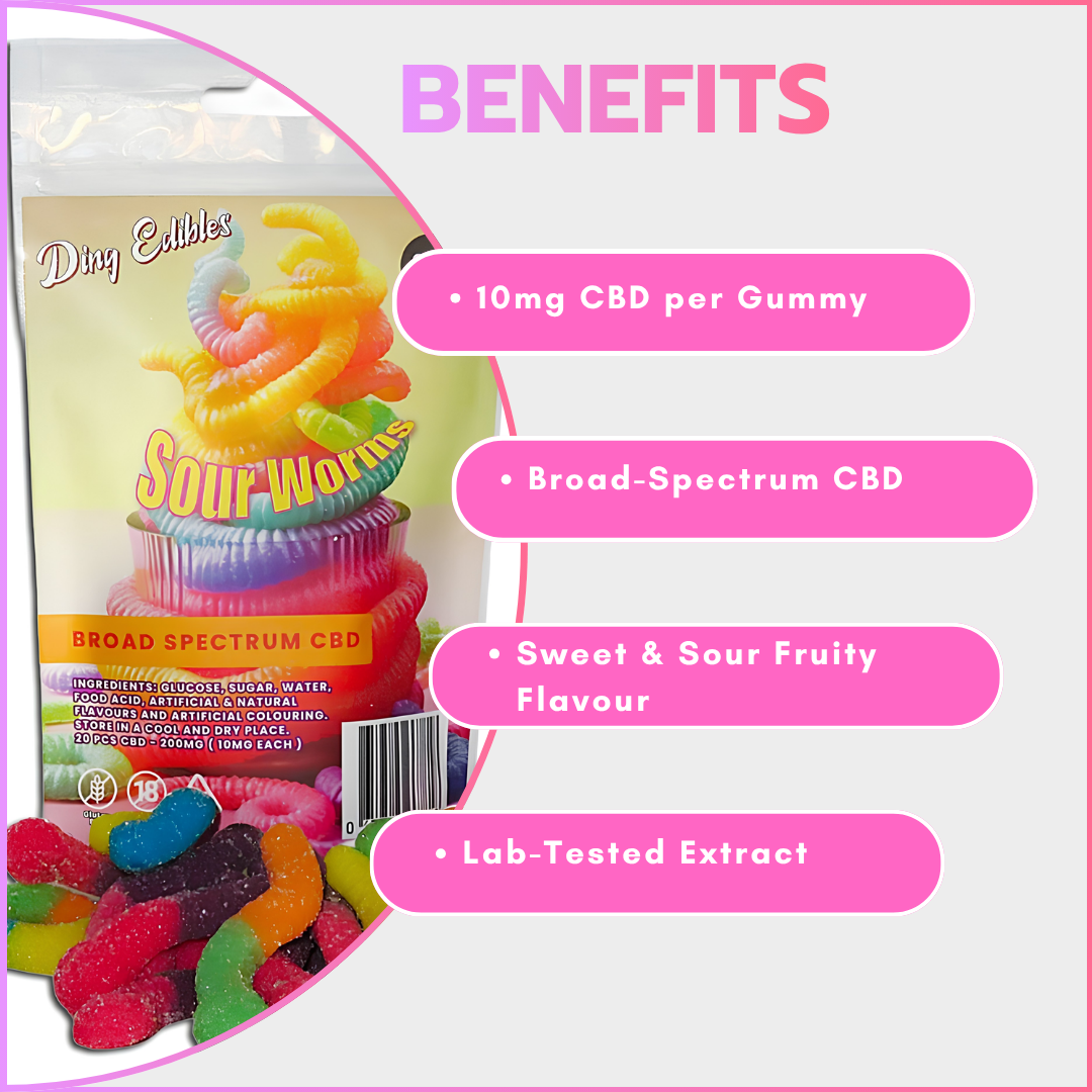 CBD Gummies - Sour Worms 200mg (20x10mg)