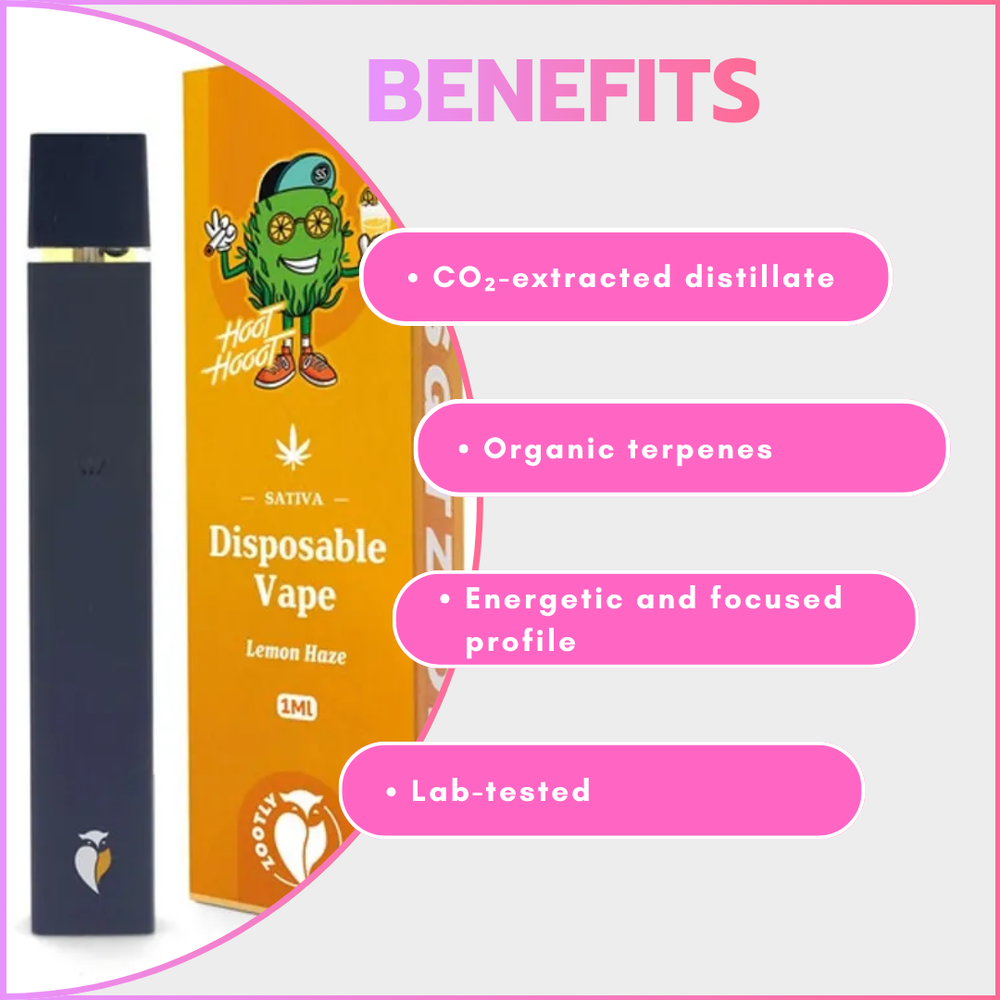 Pure Distillate Disposable Vapes 1ml - Lemon Haze (Sativa)