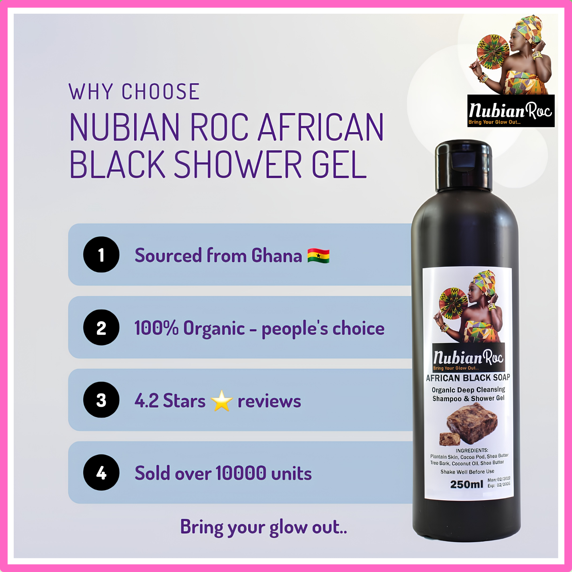 Raw African Black Soap Shower Gel (250ml)