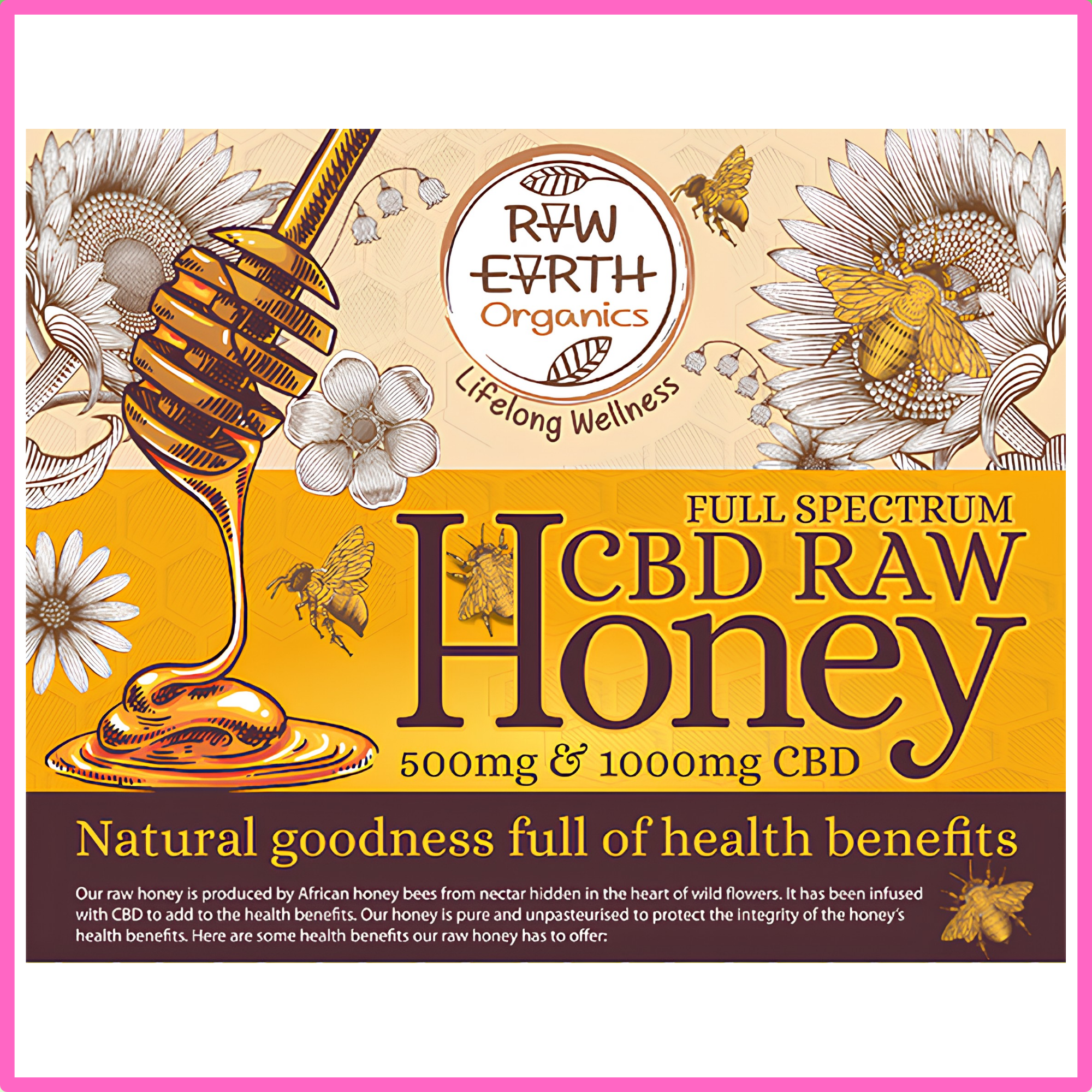 Raw Earth Organics CBD Honey 500g (500mg)