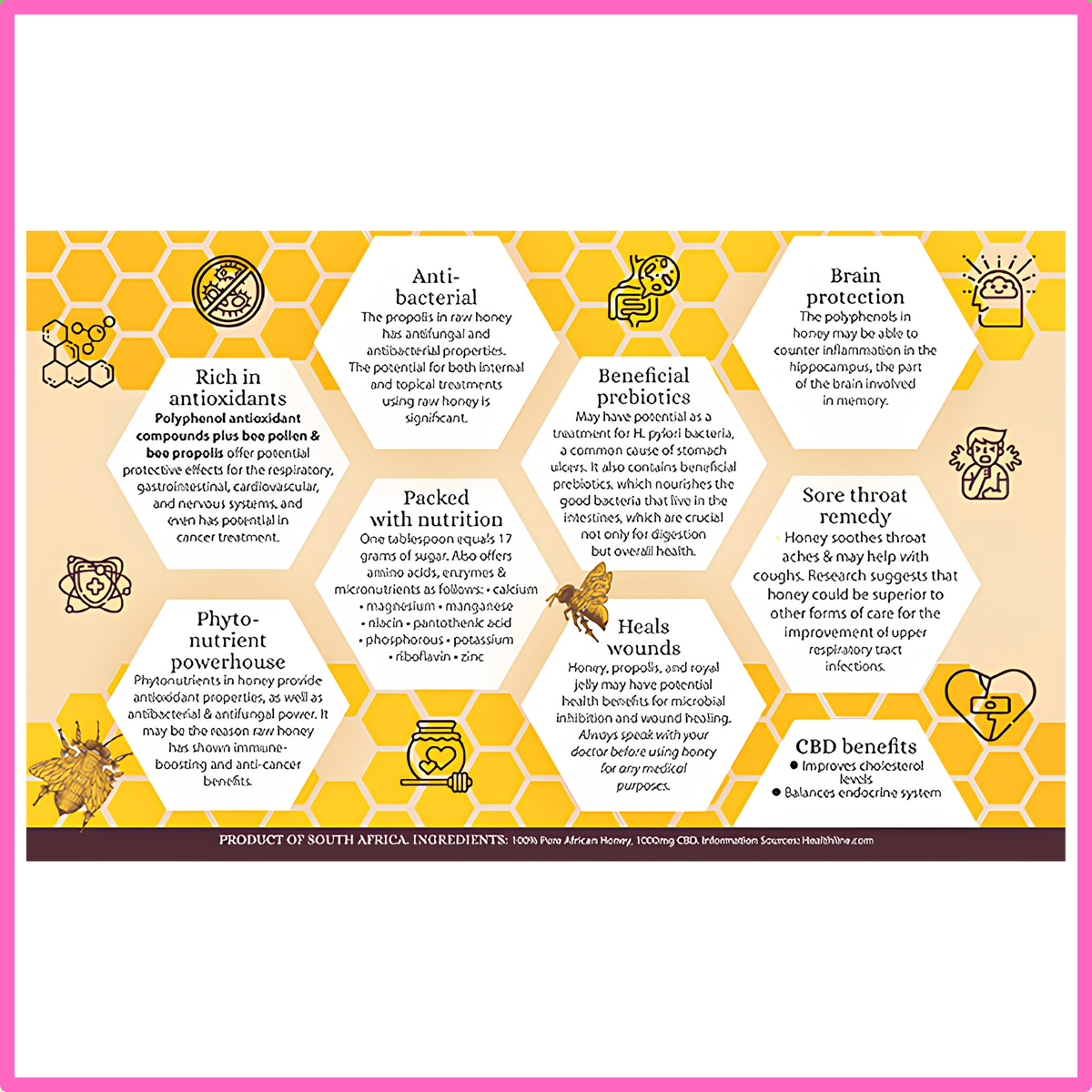 Raw Earth Organics CBD Honey 500g (500mg)