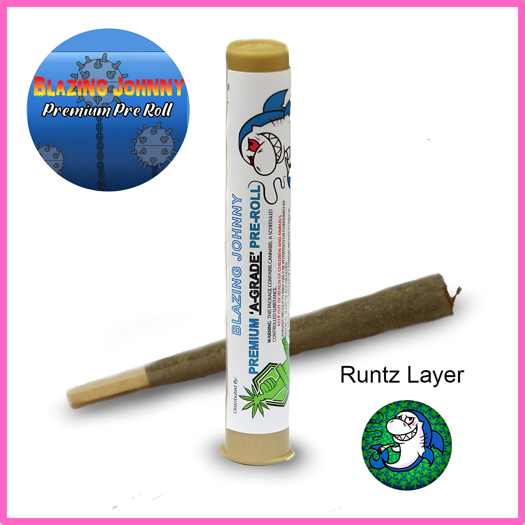 Blazing Johnny Premium Pre-Rolls - Kingsize - Greenhouse - Runtz Layer (Hybrid)