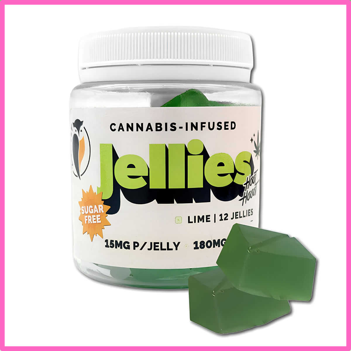Gummies - Hoot Hooot Jellies (Sugar Free) - Lime 180mg (12x15mg)