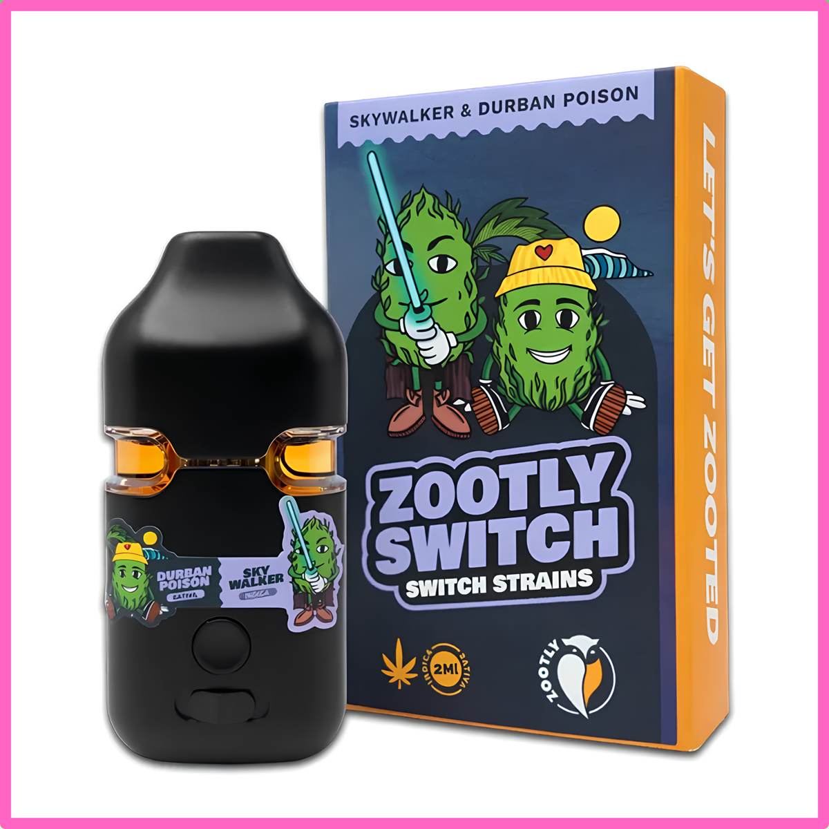 Switch Disposable Vape 2ml - Dual Strain - Durban Poison 1ml + Skywalker 1ml