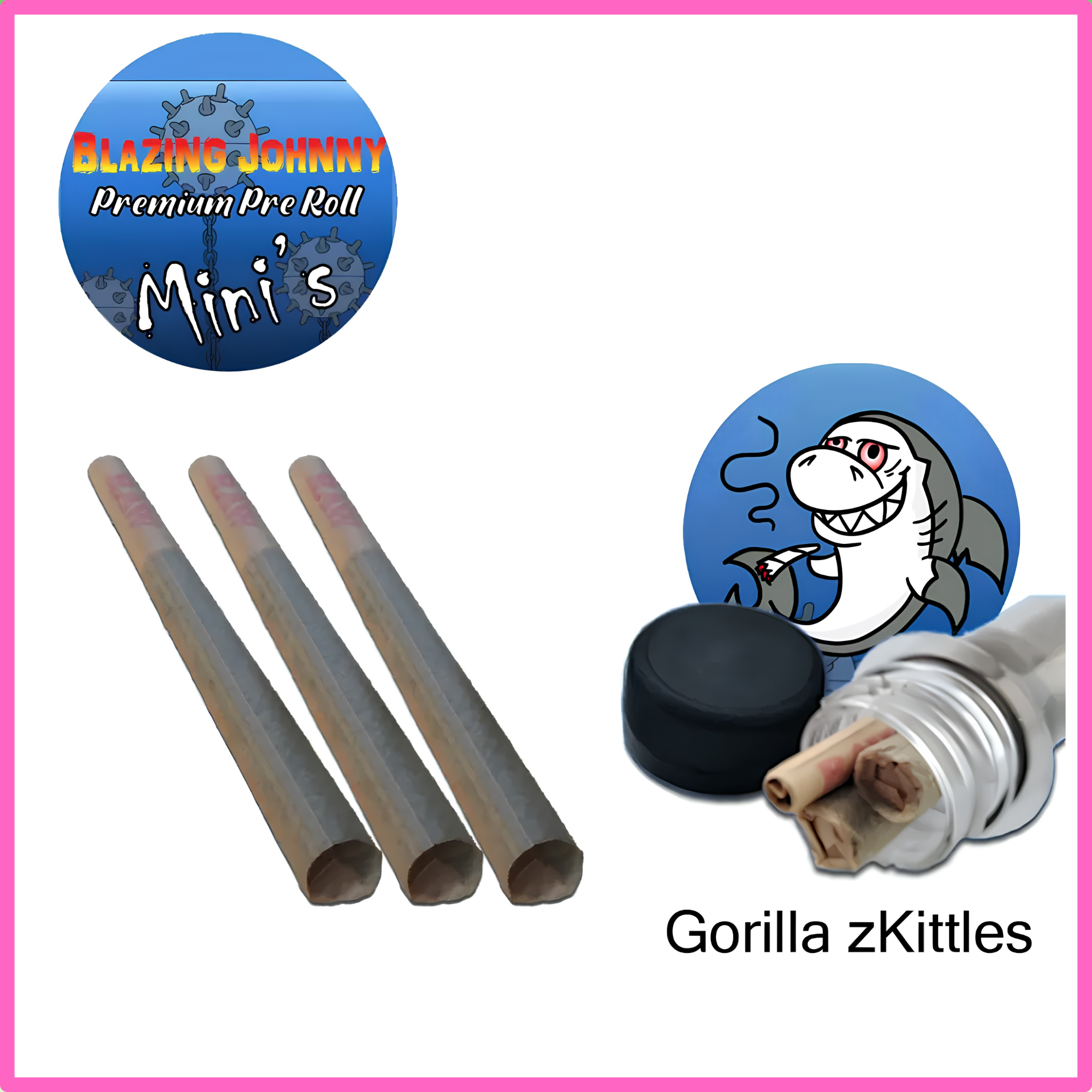 Blazing Johnny Premium Pre-Rolls - Mini's - Greenhouse - Gorilla zKittles (Indica) 3's