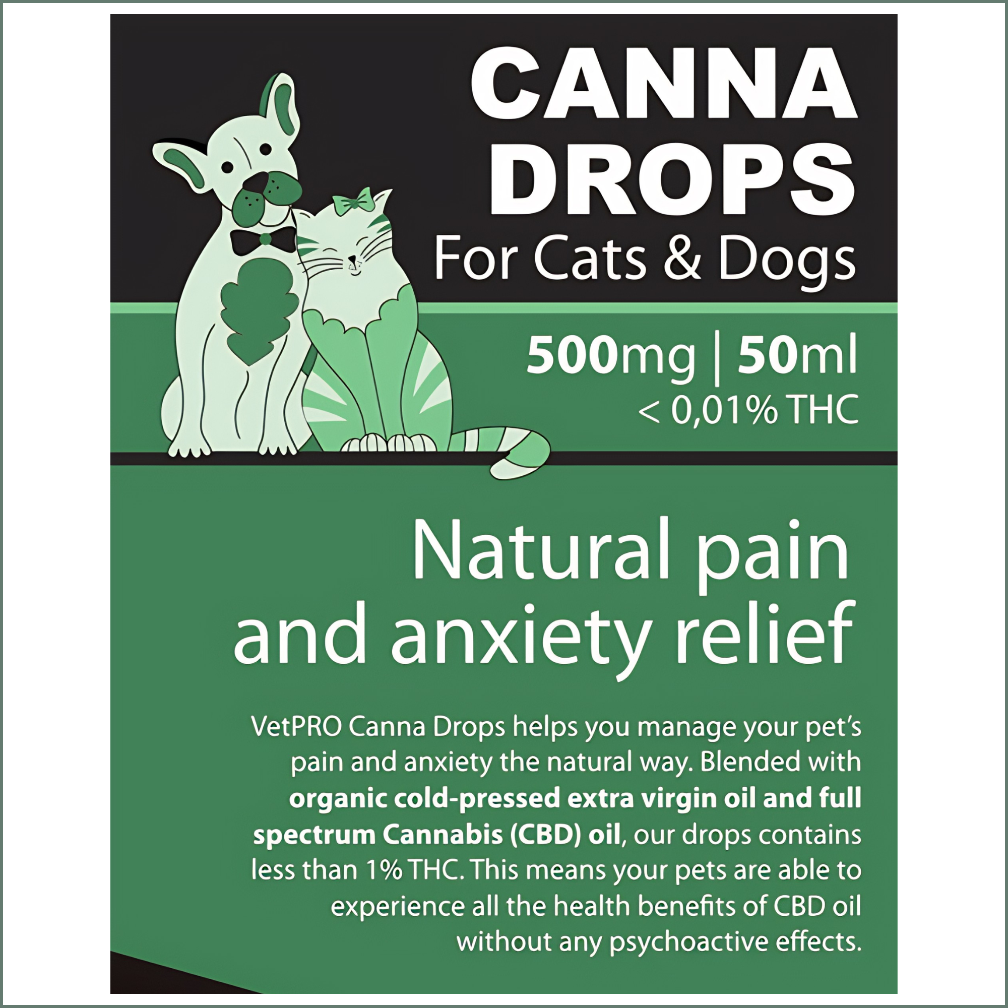 VetPro CBD Drops for Cats & Dogs 50ml (500mg)