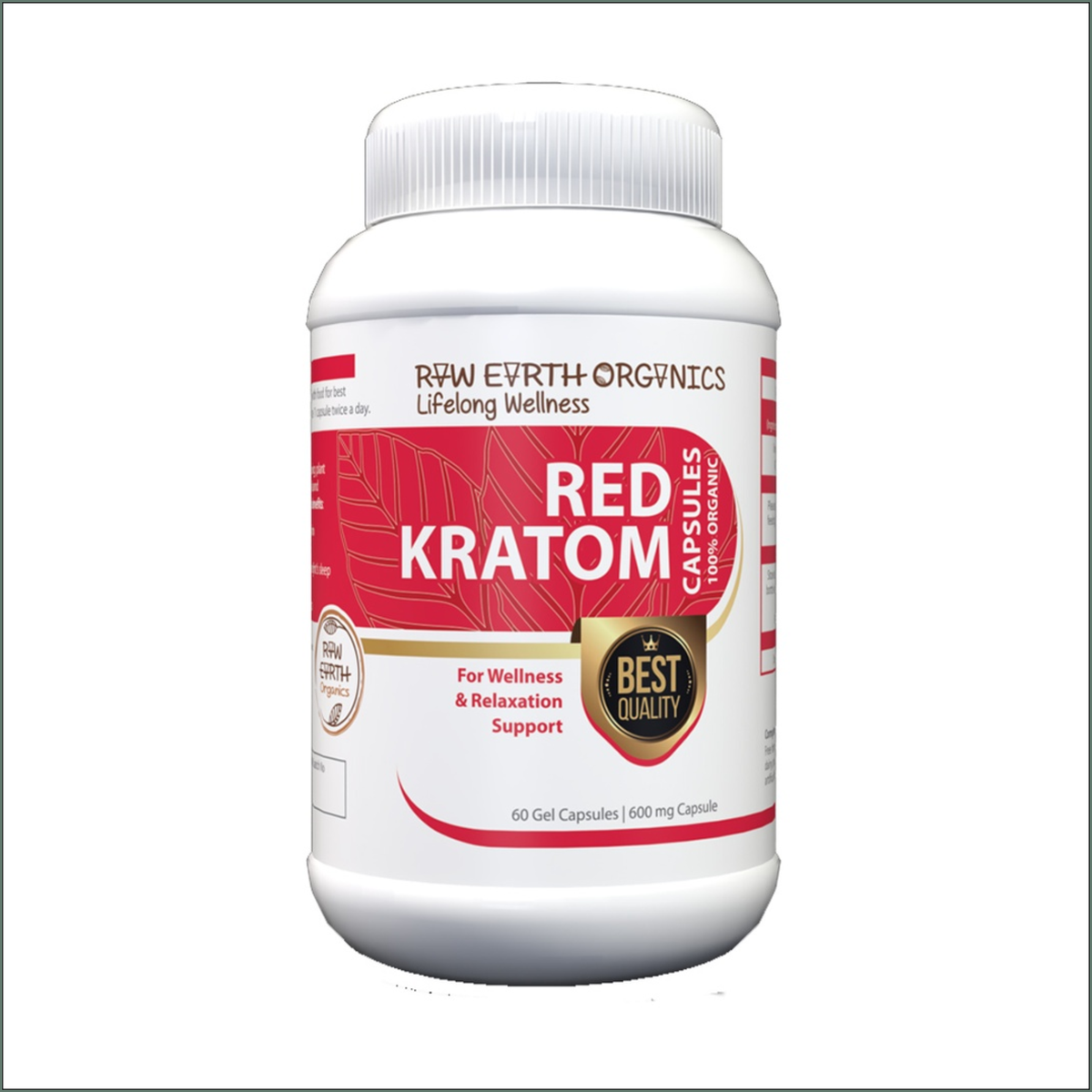 Raw Earth Organics Red Kratom 60's