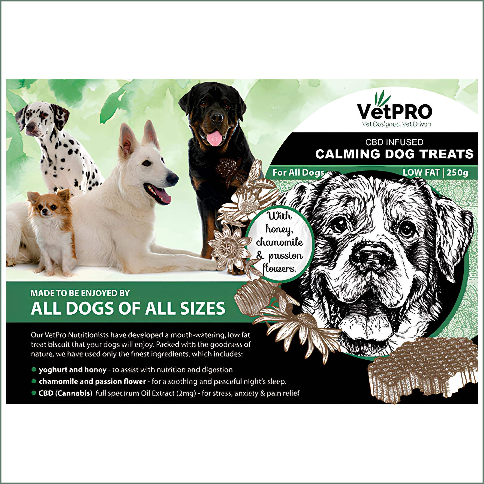 VetPro CBD Dog Biscuits 250g - Calming